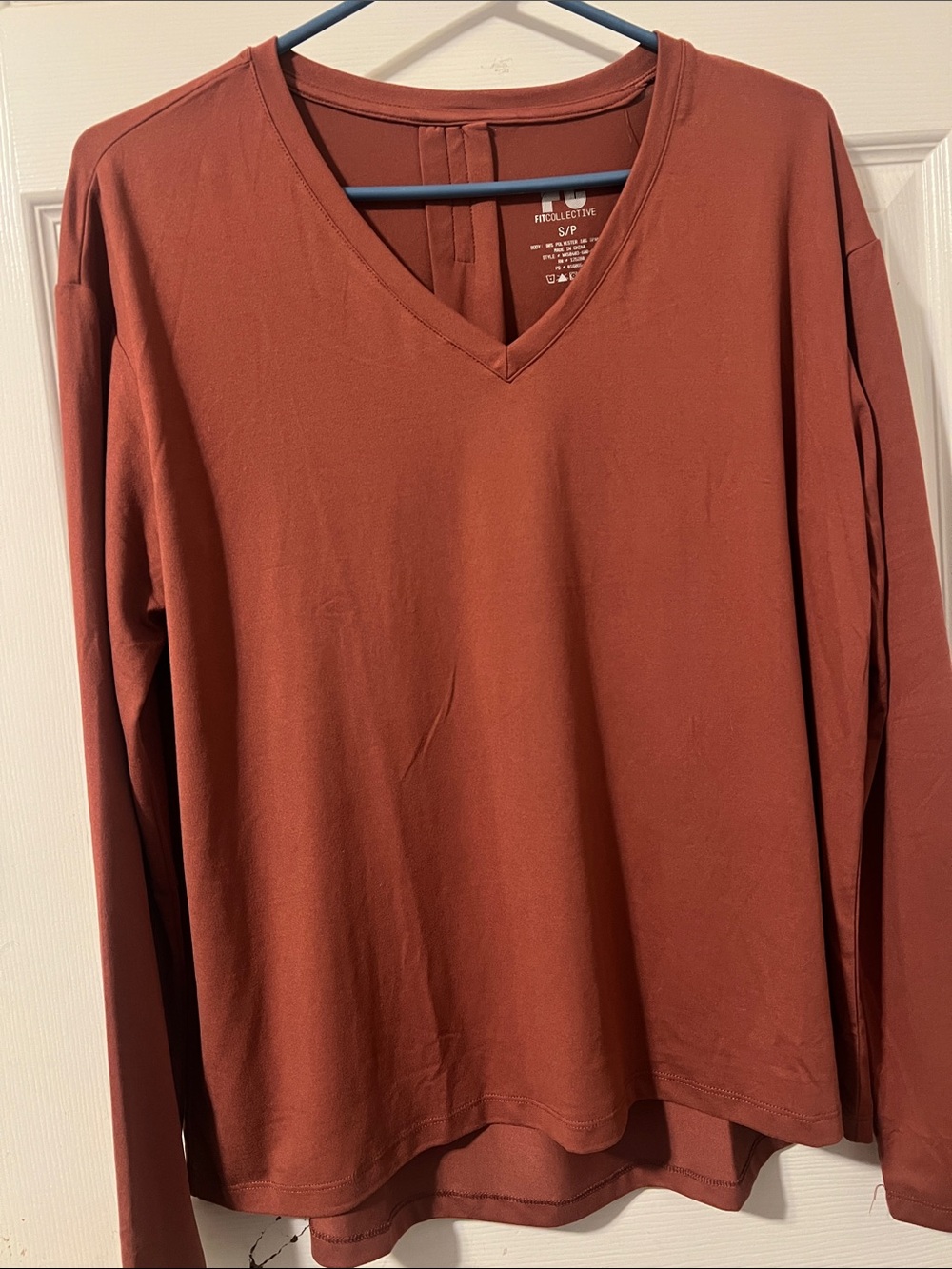 Fit Collective V-Neck Long Sleeve Tee — Rust